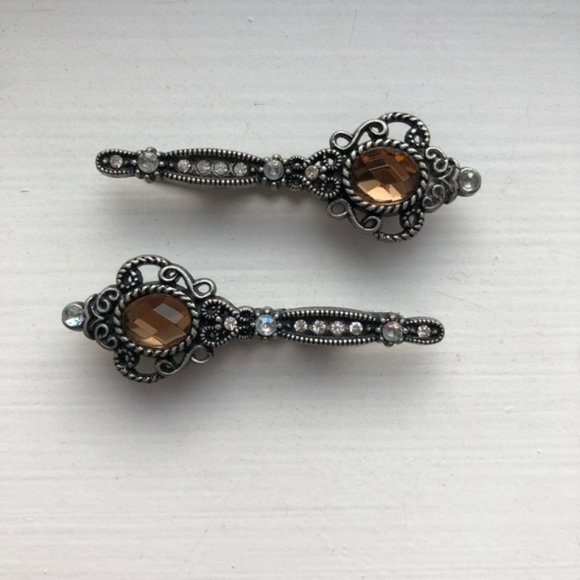 Set of 2 Vintage Hair Clips with Rhineston… - Picture 4 of 6